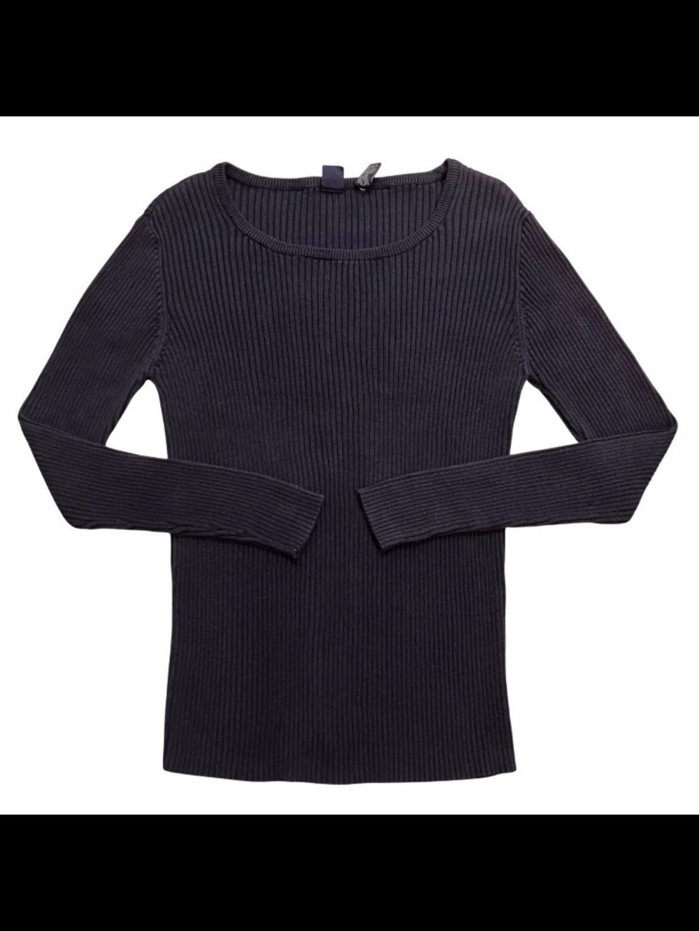 VTG 90s GAP Ribbed Fitted Cotton Scoop Neck Sweater Navy Large